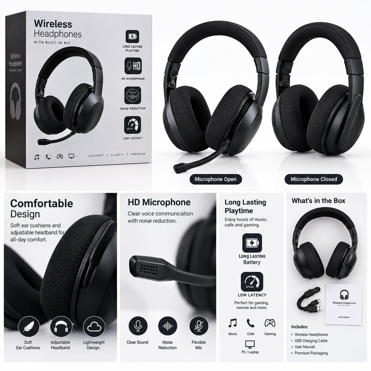 SPRISE Wireless Gaming & Music Headphones