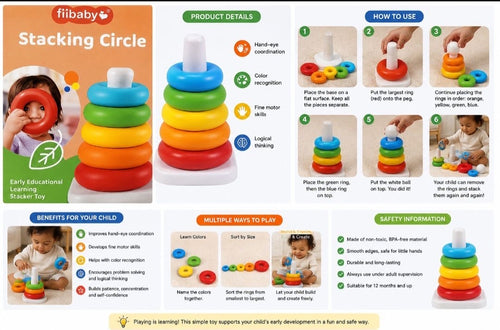 Tiibaby Stacking Circle – Early Educational Learning Stacker Toy for Babies